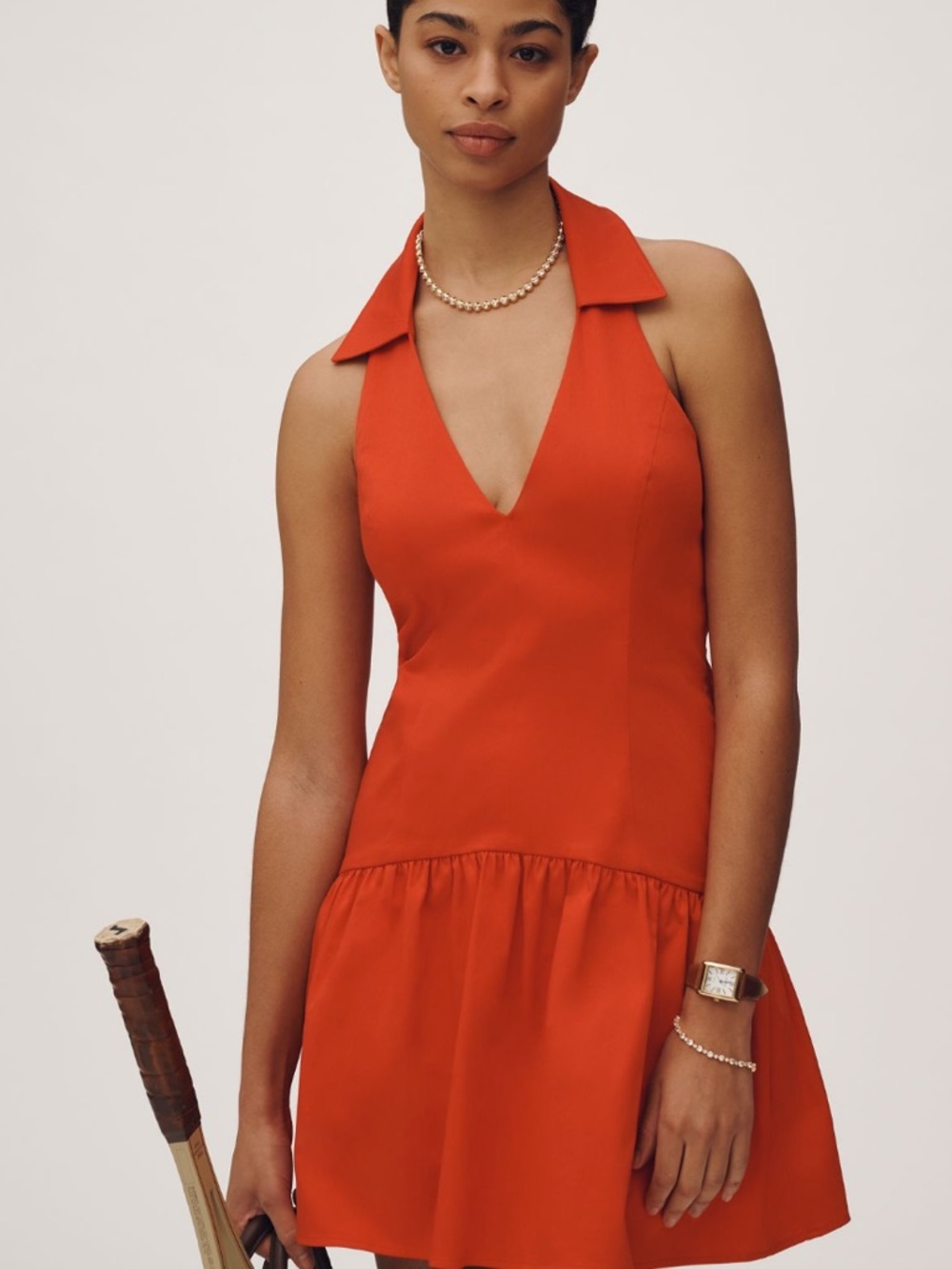 Anthropologie ⭐️NWT⭐️Maeve Red Halter Drop-Waist Mini Dress Medium